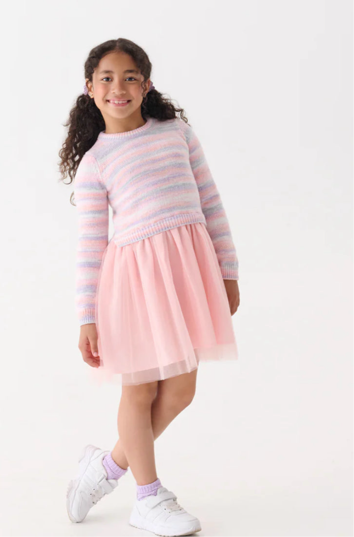 Toddler/Girls Pastel Rainbow Fuzzy Mixed Skirt Dress