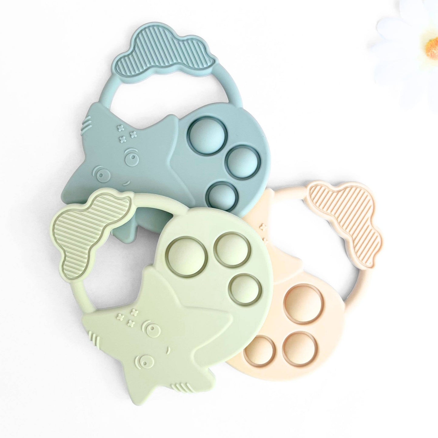 Sensory Popper Teether Star - Dusty Rose