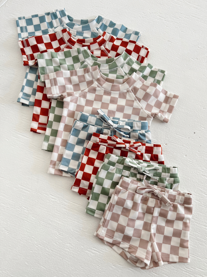 Tiramisu Checkerboard / Cove Rashguard Set / UPF 50+ (Baby)