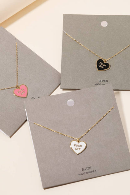 Fuck Off Heart Pendant Necklace