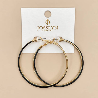 Oversized Black & Gold-Tone Hoop Earrings | 26E92616