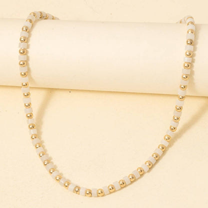 Metallic And Semi Precious Stone Beaded Necklace