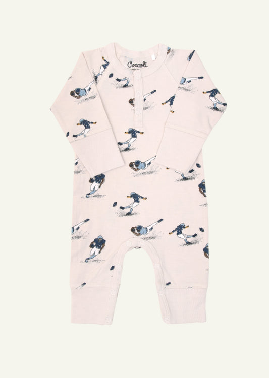 Coccoli Modal Baby Boy Unionsuit - Footballers on Beige