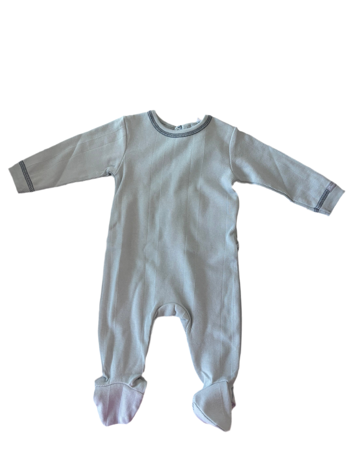 Coccoli Infant Footie with Back Opening - Surf Spray Blue Ribbed