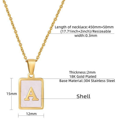MOP  INITIAL STAINLESS STEEL TARNISH FREE NECKLACE | 40NK314