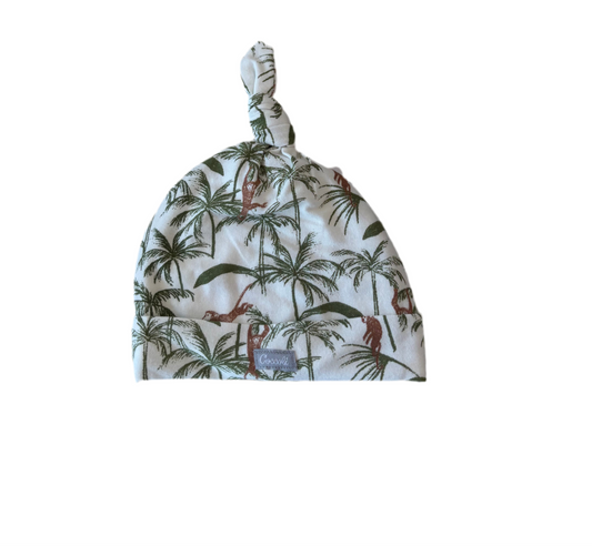 Coccoli Baby Modal Cap - Monkeys on Cream