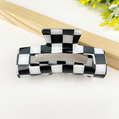 Pince à cheveux rétro en damier