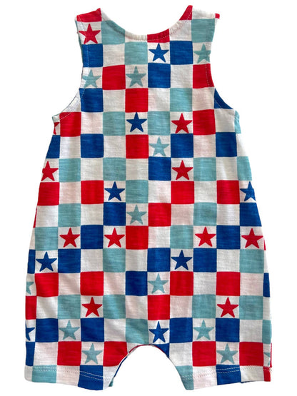 Shortie bai bio à damier rouge, blanc et bleu (bébé)