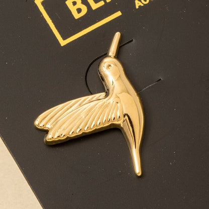 Gold Dipped Humming Bird Stud Dangle Earrings