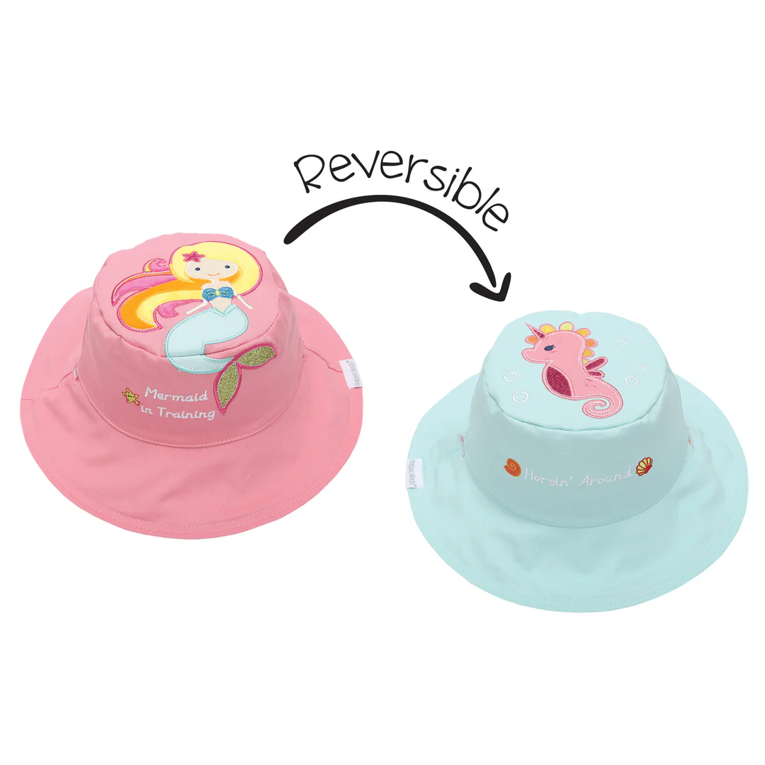 Reversible Kids UPF50+ Sun Hat MERMAID/SEAHORSE