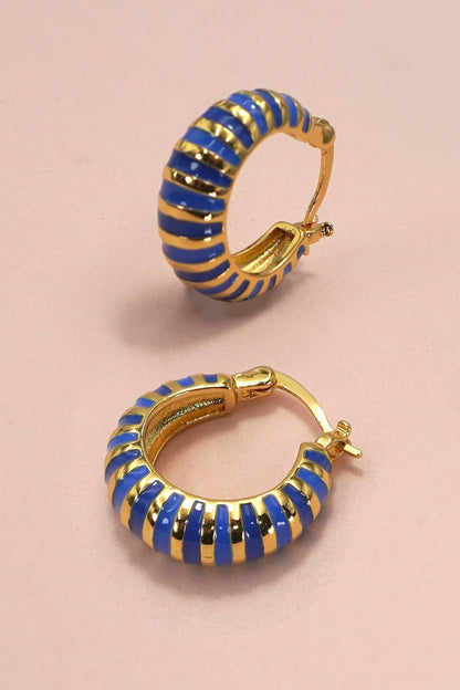 COLORFUL ENAMEL HUGGIE HOOP EARRINGS | 40E360