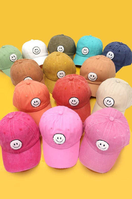 WASHED SHERPA HAPPY FACE BASEBALL CAP 40HW703