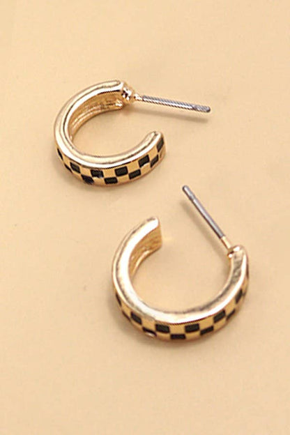 BOUCLES D'OREILLES MINI CHECKER HOOP HUGGIE | 31E24864