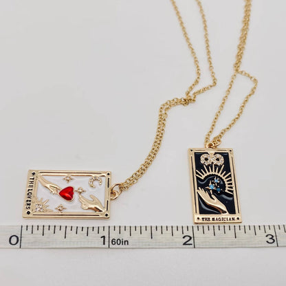 Enamel Tarot Inlay Cubic Zirconia Pendant Necklace