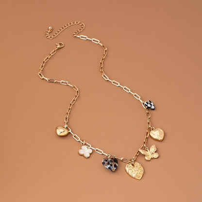CHARM NECKLACE-HEARTS CHECKER RHINESTONE | 80N92651