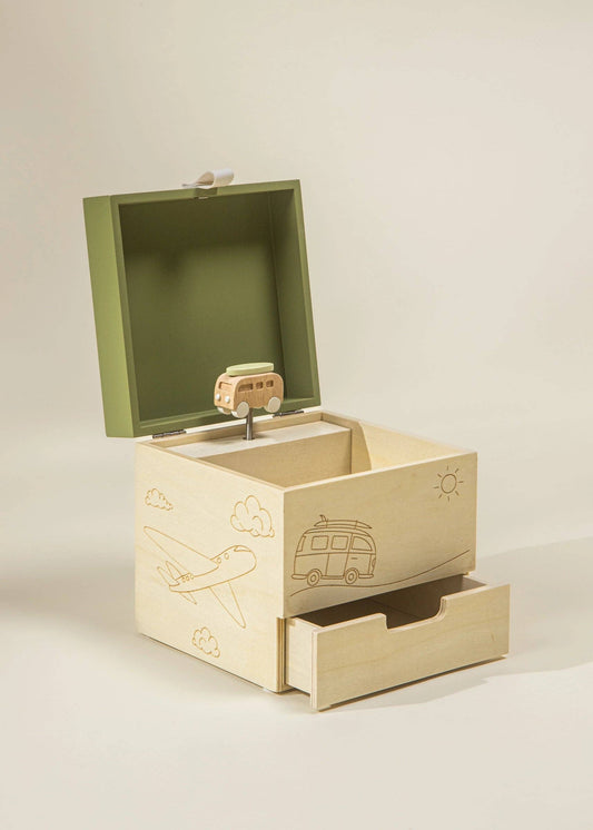Wooden Musical Souvenir Box - Travel