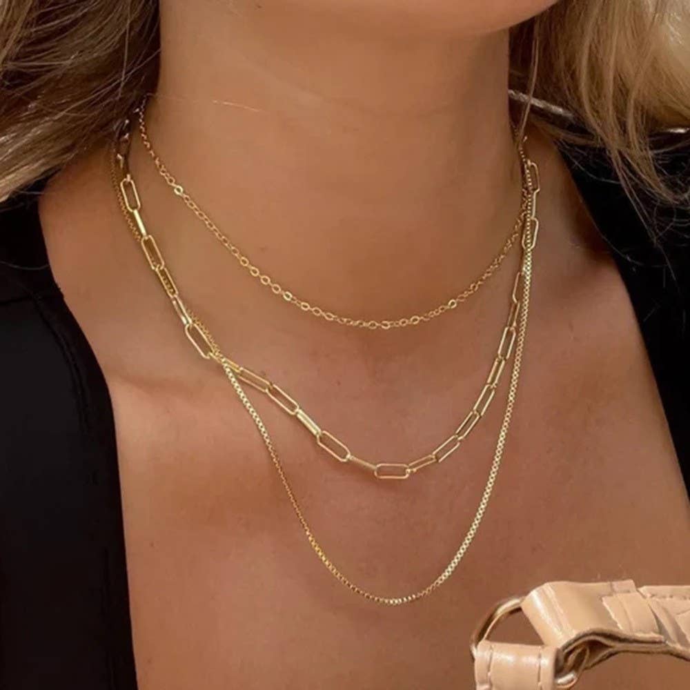 COLLIER À SUPERPOSITIONS EN ACIER INOXYDABLE 18 K ANTI-TERNISSURE | 40NK346
