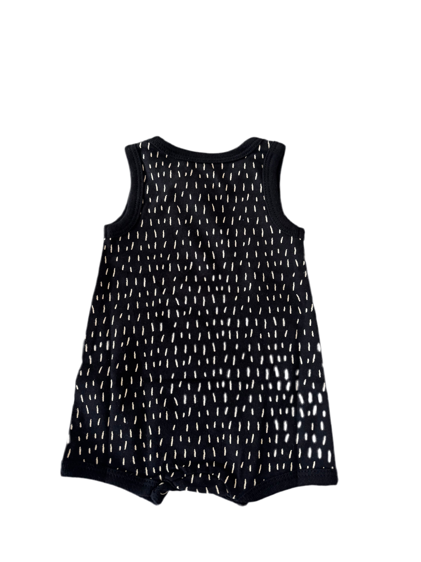 Coccoli Cotton-Modal Romper - White Marks on Black