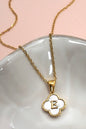 18K STAINLESS STEEL MOP CLOVER INITIAL NECKLACE | 40NK9487