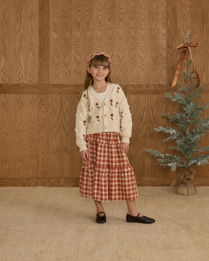 Boxy Crop Cardigan || Winter Daisy Embroidery