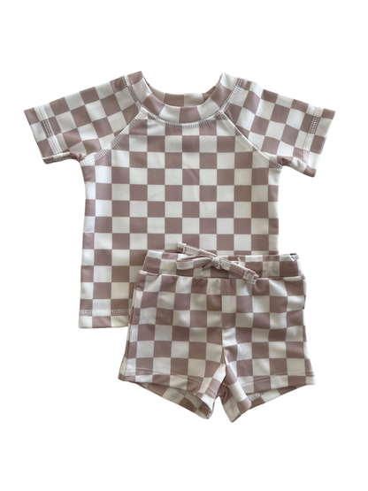 Tiramisu Checkerboard / Cove Rashguard Set / UPF 50+ (Baby)