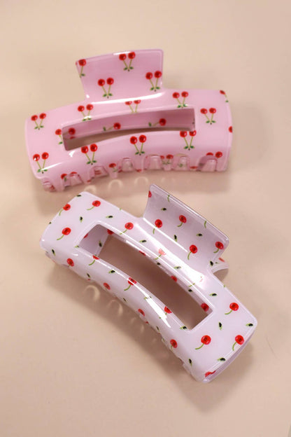 LARGE PVC CHERRY HAIR CLAW CLIPS