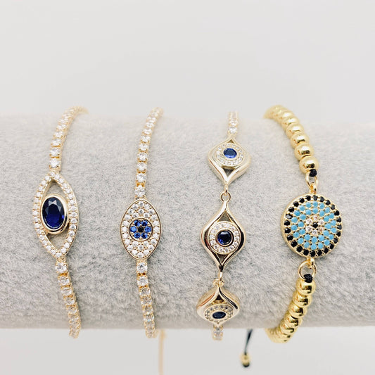 Multi-style Zircon-inlaid Evil Eye Bracelet