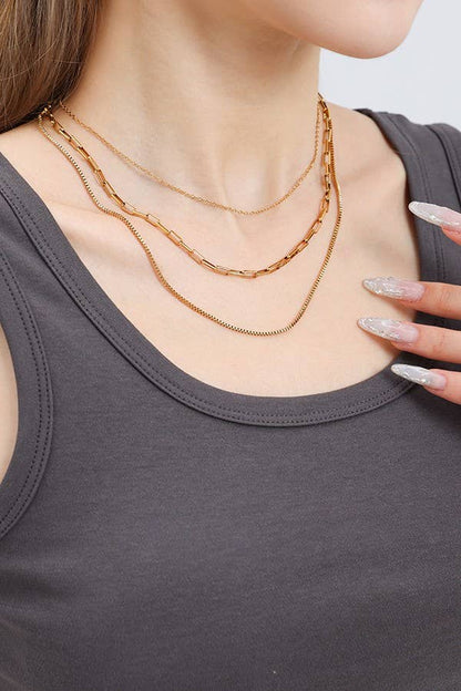 COLLIER À SUPERPOSITIONS EN ACIER INOXYDABLE 18 K ANTI-TERNISSURE | 40NK346