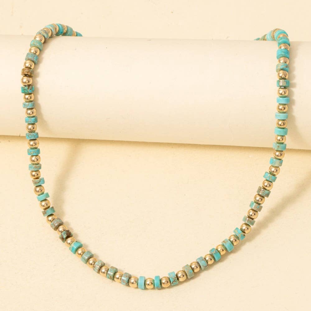 Metallic And Semi Precious Stone Beaded Necklace
