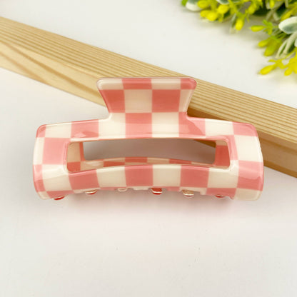 Pince à cheveux rétro en damier