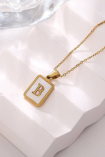 MOP  INITIAL STAINLESS STEEL TARNISH FREE NECKLACE | 40NK314