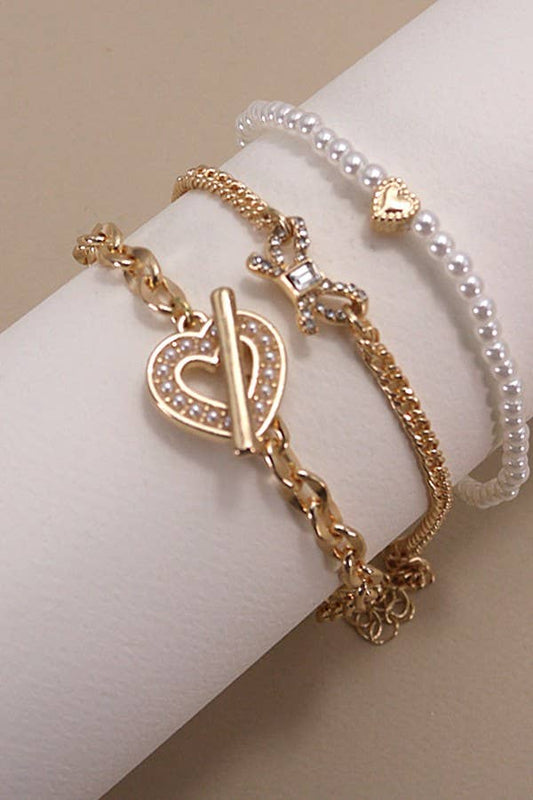 CONJUNTO DE PULSERA DE 3 FILAS DE PERLAS BOW HAERT | 80B217