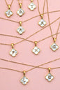 18K STAINLESS STEEL MOP CLOVER INITIAL NECKLACE | 40NK9487