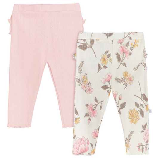just born - pants ( 2 pack pink and floral)