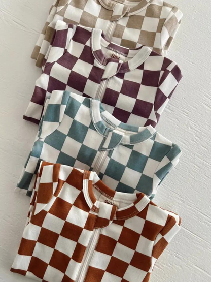 Stracciatella Checkerboard / Organic 2-Way Zip Romper (Baby)