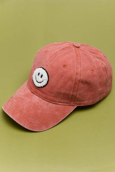 WASHED SHERPA HAPPY FACE BASEBALL CAP 40HW703