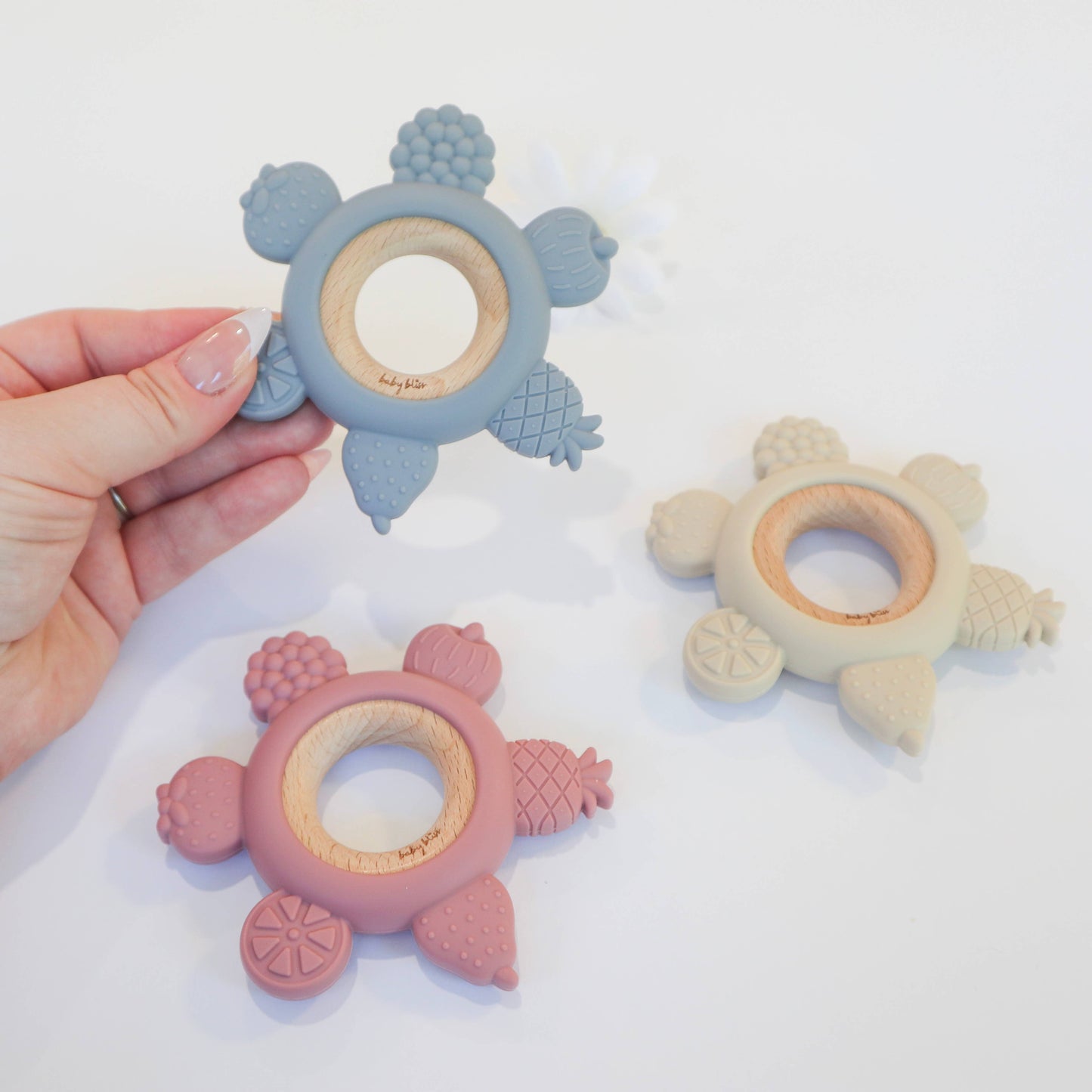 Fruit Teether Ring - Dusty Blue