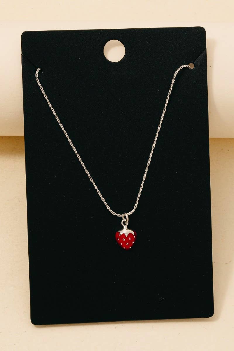 Gold Dipped Epoxy Strawberry Pendant Necklace