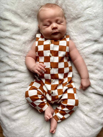 Stracciatella Checkerboard / Organic Bay Jumpsuit (Baby)