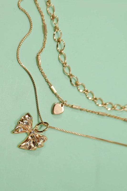 COLLAR MULTICAPAS CON LAZO EN FORMA DE CORAZÓN | 80N1274