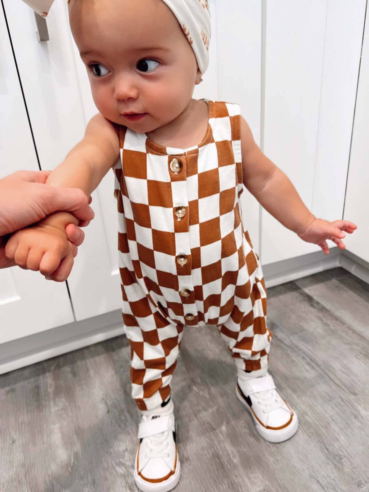 Stracciatella Checkerboard / Organic Bay Jumpsuit (Baby)