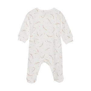 Fixoni: Onesie With Footie, White And Wheat Pattern