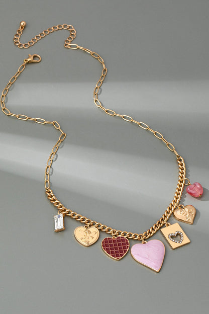 CHARM NECKLACE-HEARTS CHECKER RHINESTONE | 80N92638