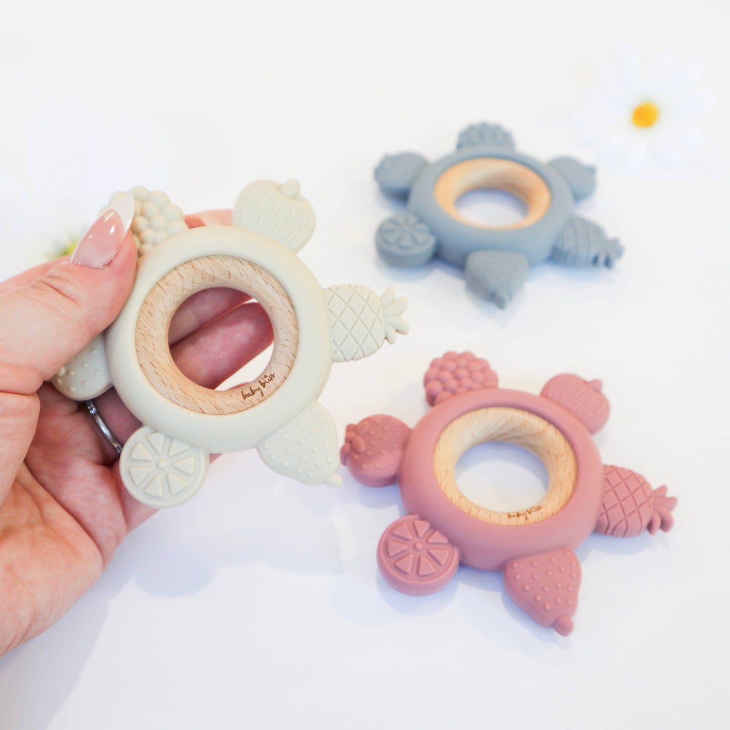 Fruit Teether Ring - Dusty Blue