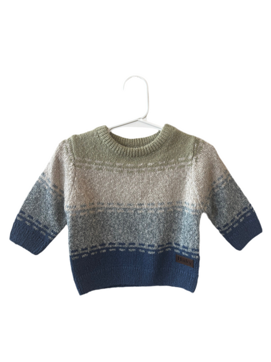 Blue Combo Crew Neck Sweater