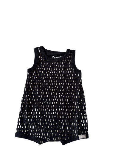 Coccoli Cotton-Modal Romper - White Marks on Black