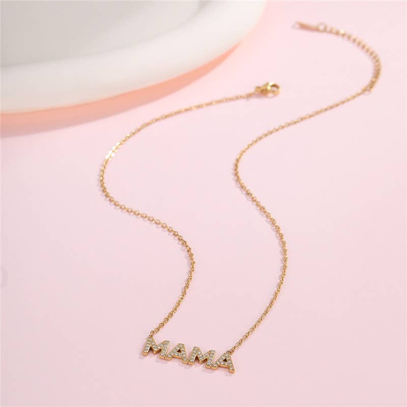 18K STAINLESS STEEL TARNISH FREE MAMA NECKLACE | 40NK9727