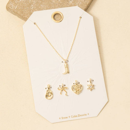 Western Cowboy Boots Swappable Pendant Necklace