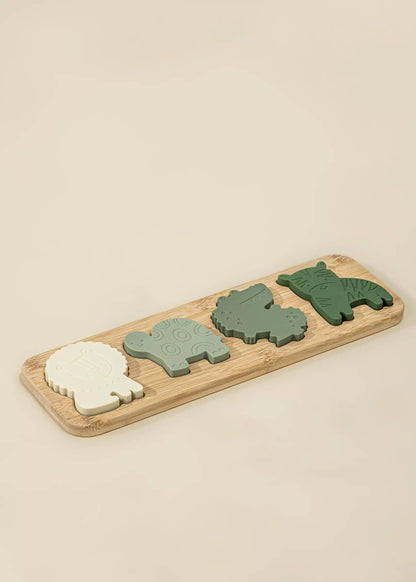 Silicone Puzzle on Wooden Plate - Savannah