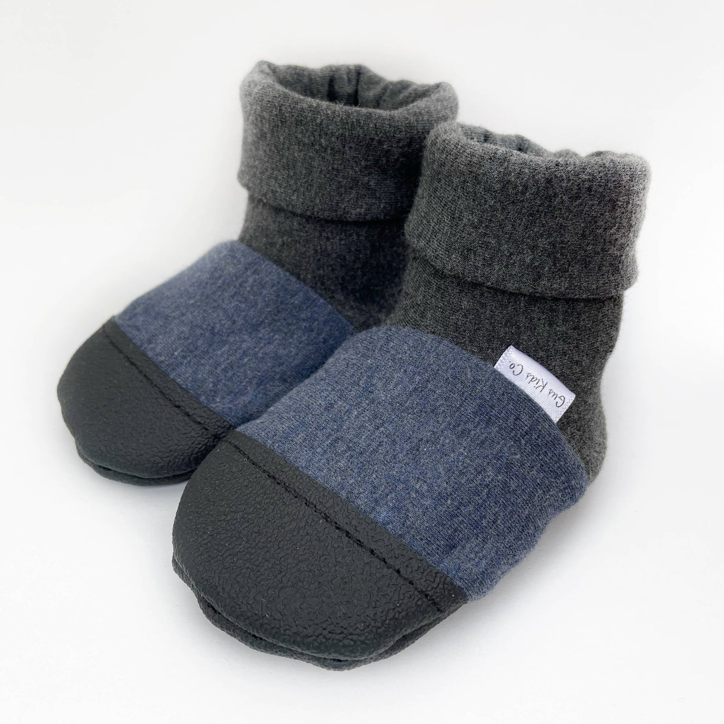 Bottes chaudes pour bébé bleu chiné, bottines en polaire de bambou